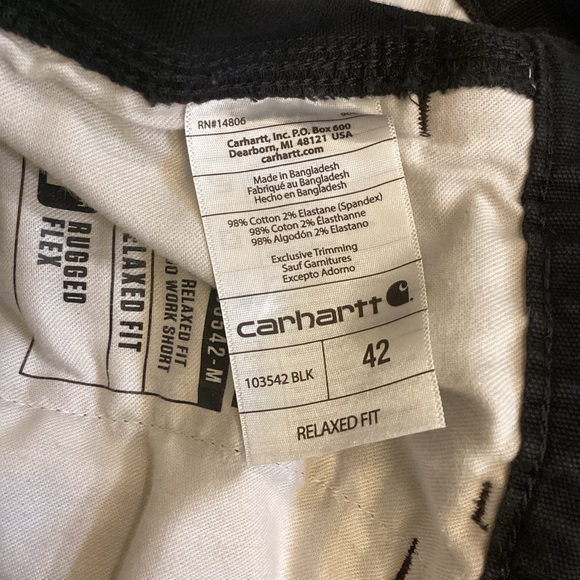 Carhartt 42 Rugged Flex Relaxed Fit Canvas Cargo Work Shortss Black 103542 - Picture 8 of 10